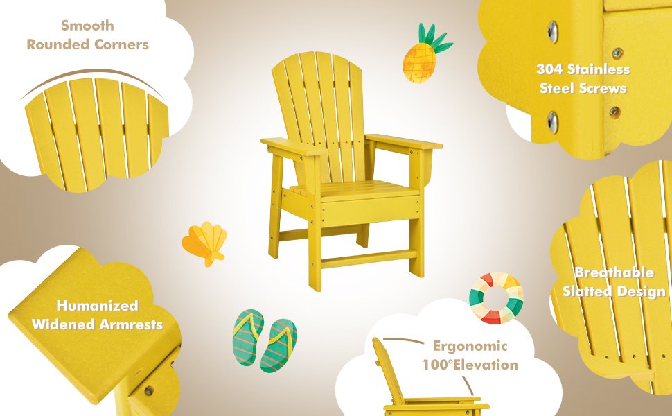 Adirondack Chair with Ergonomic Backrest