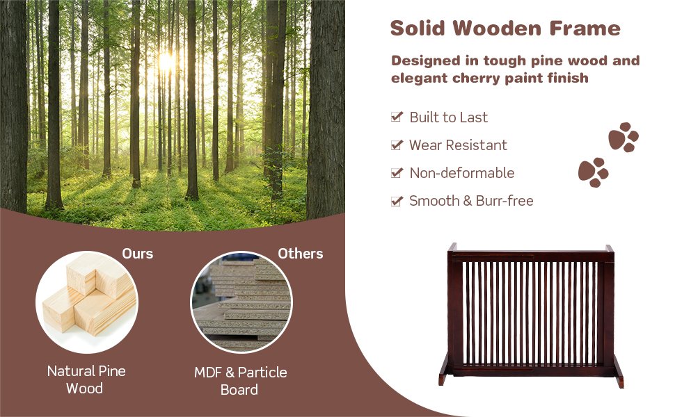 Folding Adjustable Free Standing 3 Panel Wood Fence