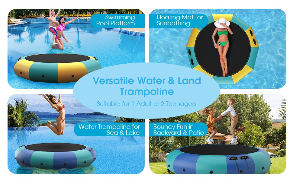 10 Feet Inflatable Splash Padded Water Bouncer Trampoline