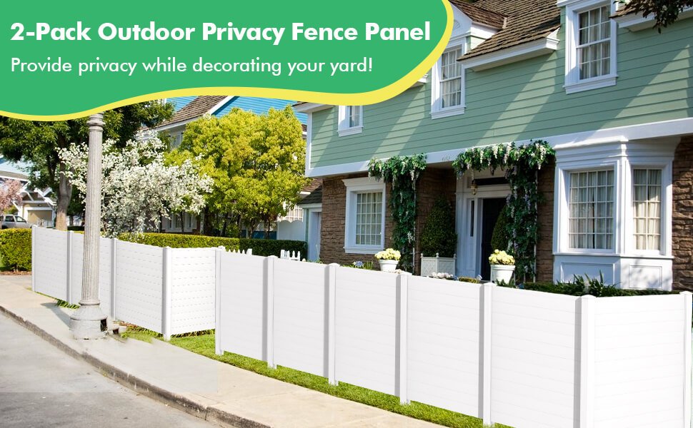 2-Pack Outdoor Picket Fence with 3 Cuspidal Foot Stakes