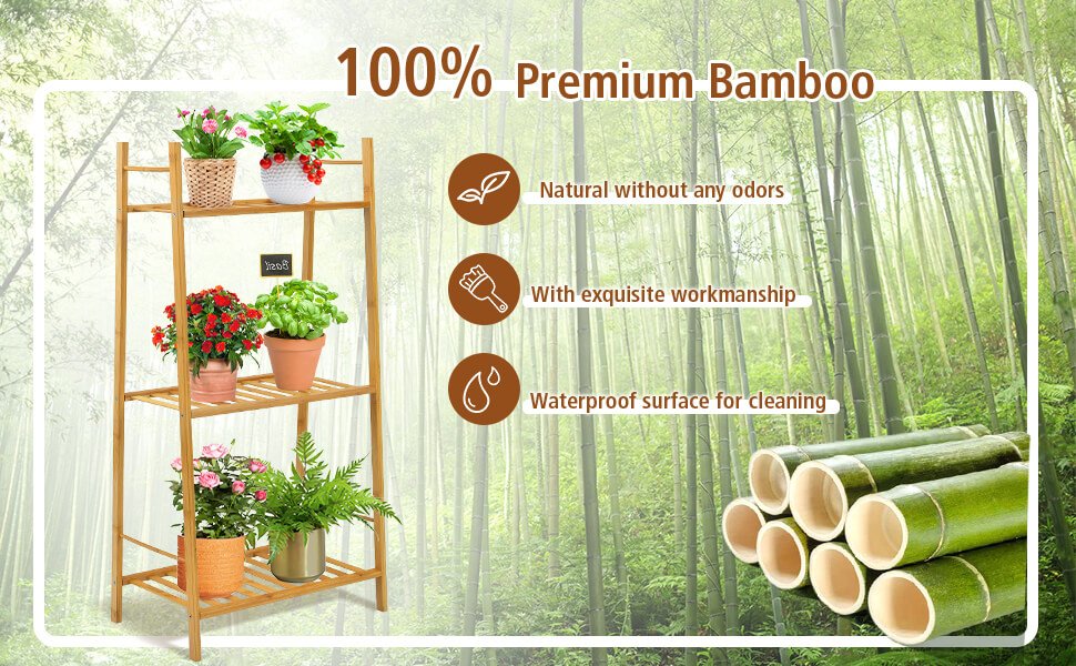 3 Tiers Vertical Bamboo Plant Stand