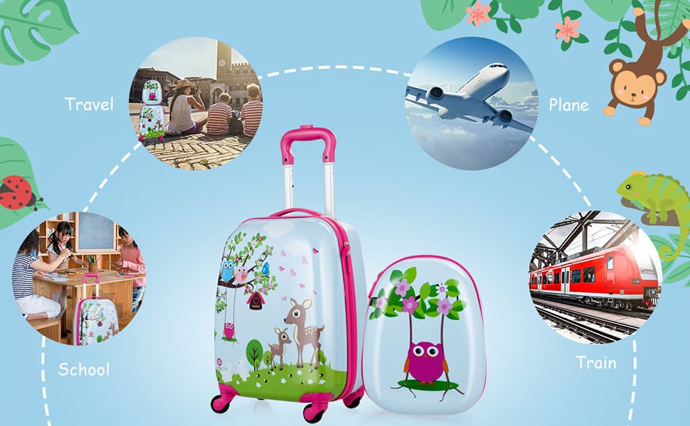 2 Pieces ABS Kids Suitcase Backpack Luggage Set