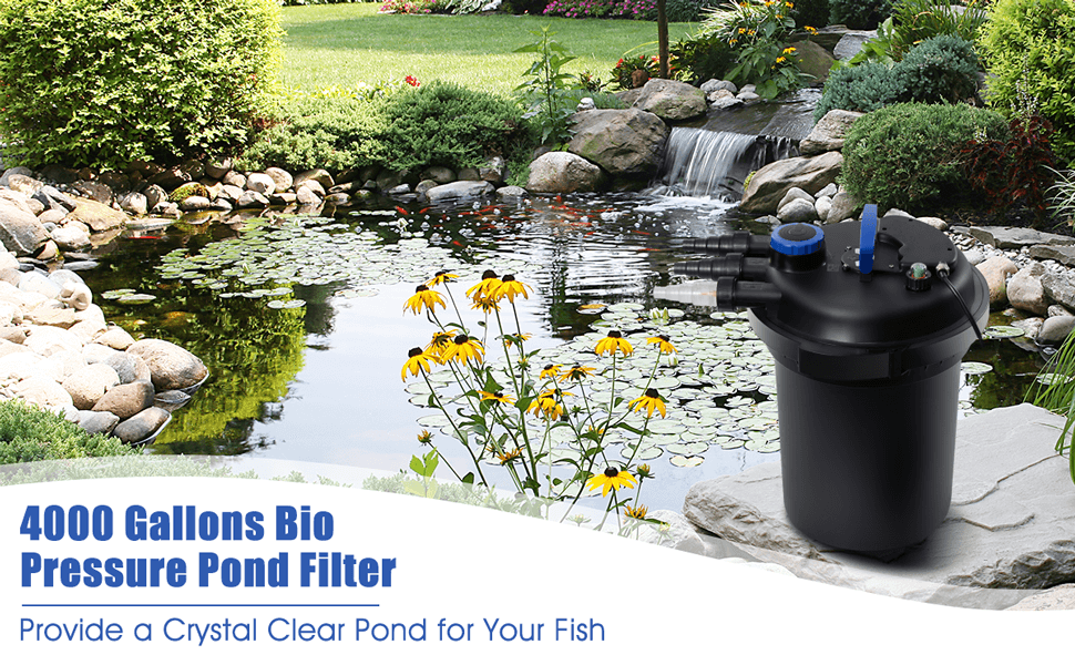 4000 Gallons Pond Pressure Bio Filter with 13W UV Light