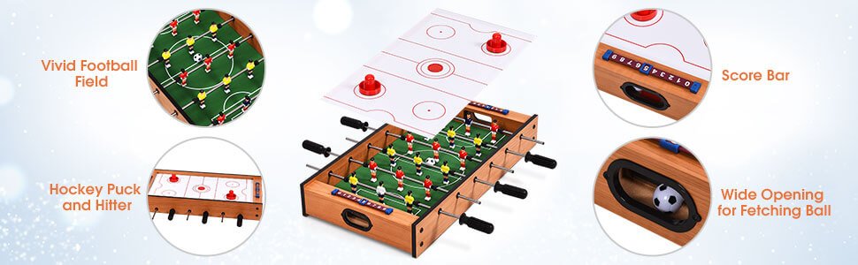 2-in-1 IndoorOutdoor Air Hockey Foosball Game Table