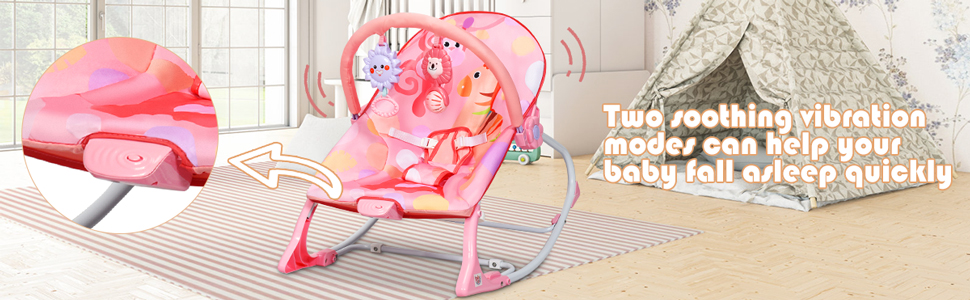 Comfortable Baby Rocking Chair with Removable Toy Bar