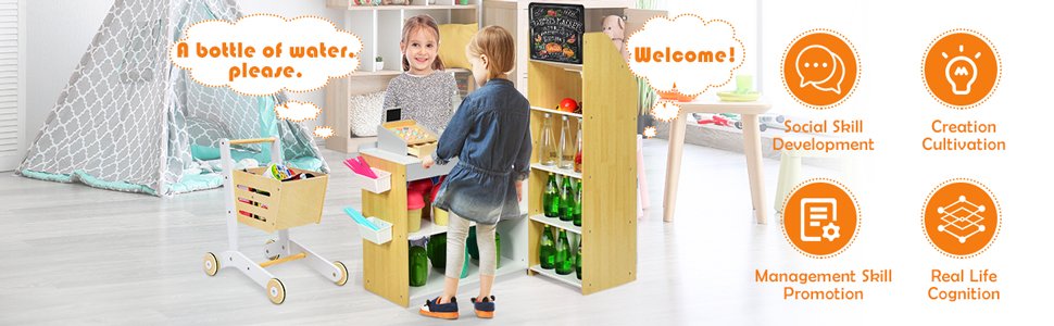Grocery Store Playset Pretend Play Supermarket Shopping Set