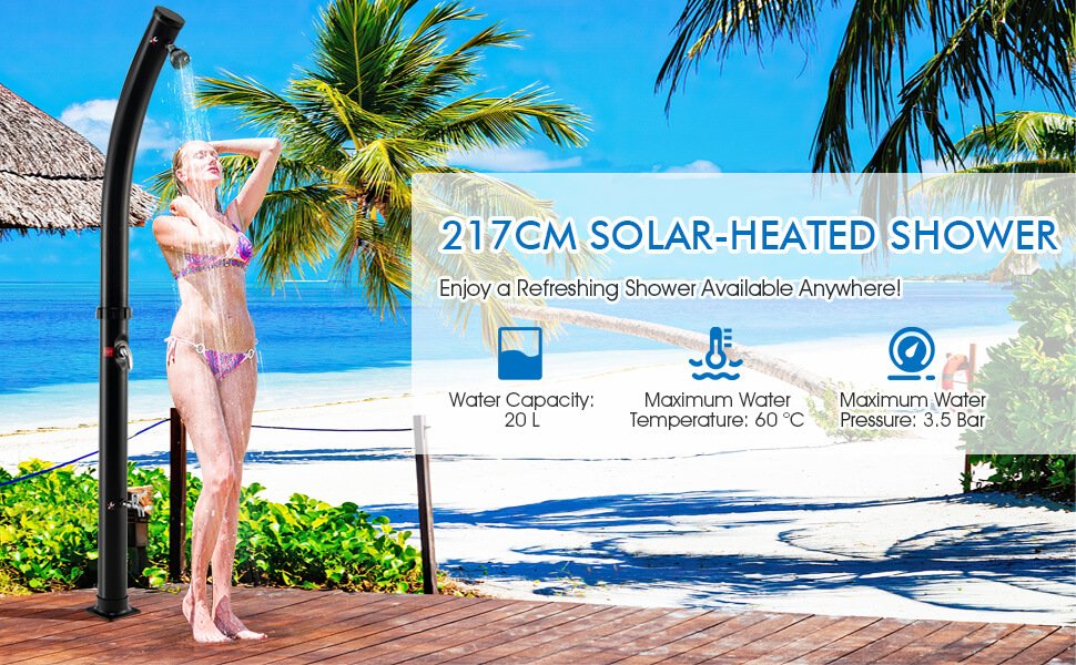 7.2 Feet Solar-Heated Shower with 360° Rotating Shower Head