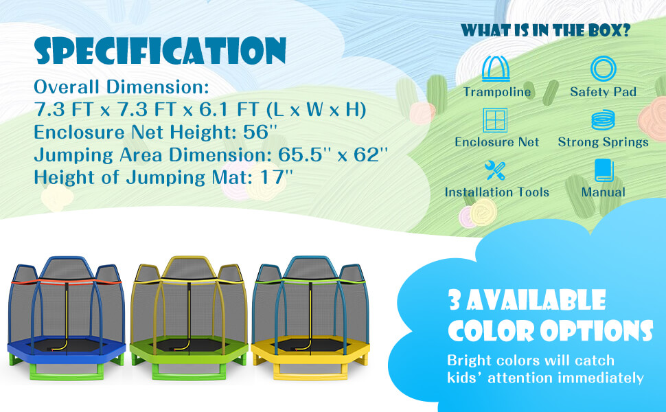 7 Feet Kids Recreational Bounce Jumper Trampoline
