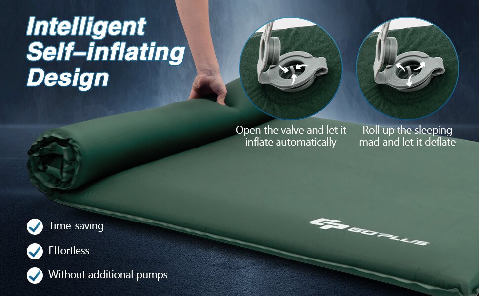 Self-inflating Lightweight Folding Foam Sleeping Cot with Storage bag