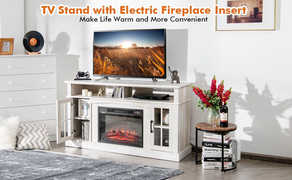 Fireplace TV Stand with 1400W Electric Fireplace