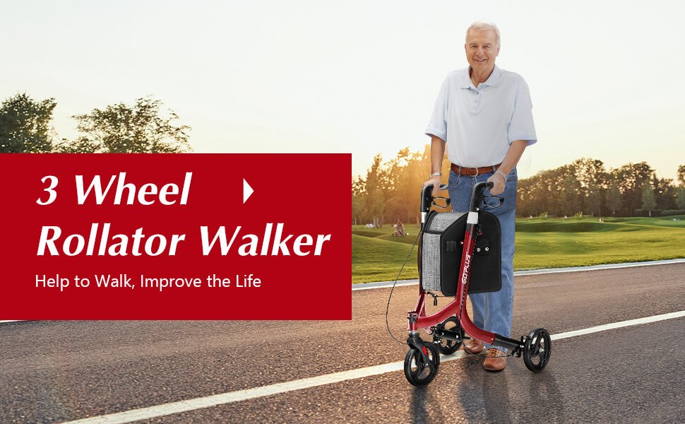 3-Wheel Rolling Walker with Adjustable Handle