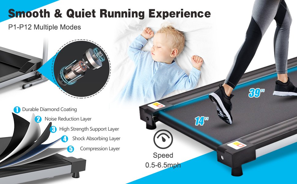 Compact Electric Folding Running Treadmill with 12 Preset Programs LCD Monitor