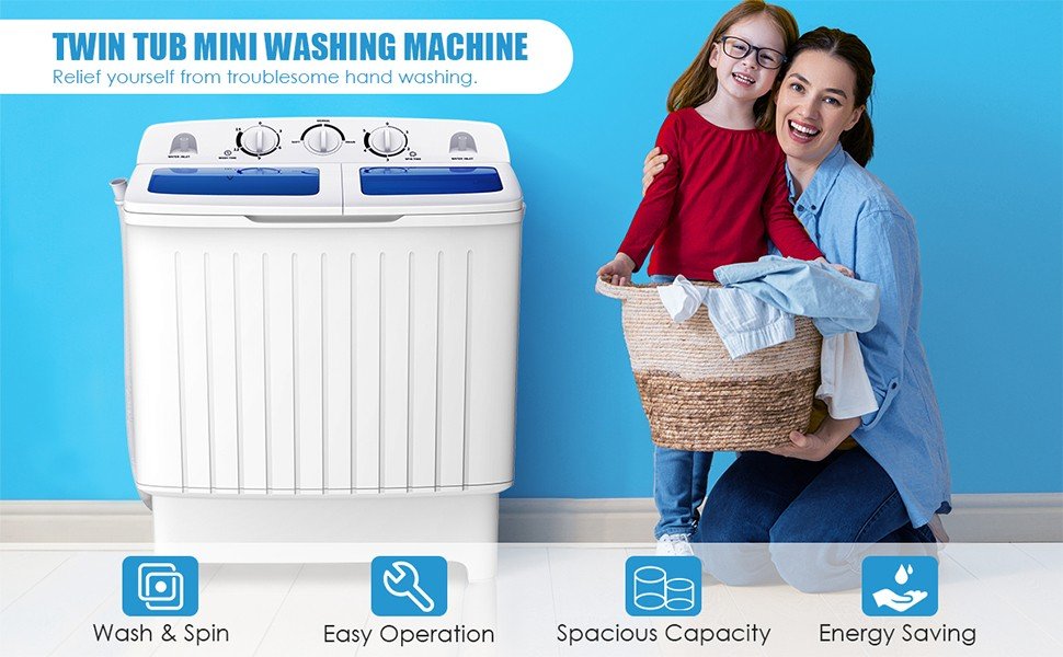 Compact Twin Tub Spin Washing Machine Dryer