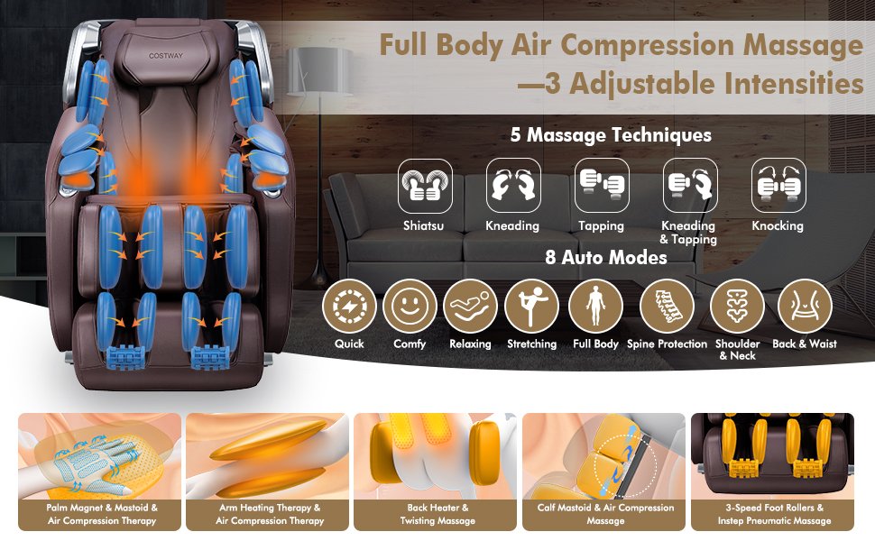 Full Body Zero Gravity Massage Chair with SL Track Voice Control Heat