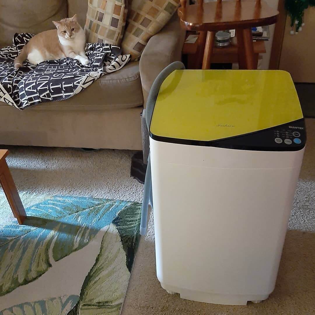 Ridiculously thrilled about our tiny new washer!
