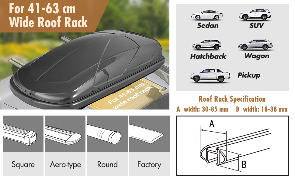 14 Cubic Feet Cargo Box Dual-sided Opening Car Roof