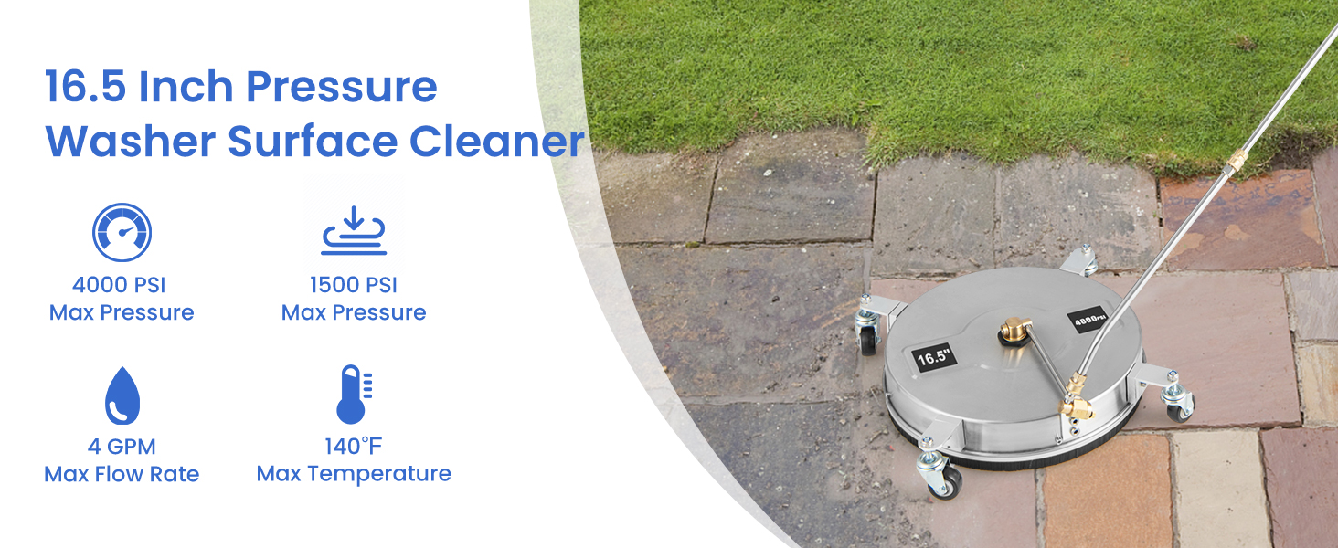 4000PSI Pressure Washer Surface Cleaner Stainless Steel with Casters