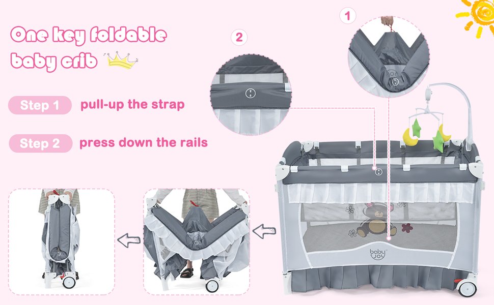 4-in-1 Portable Baby Playard with Carry Bag and Mosquito Net