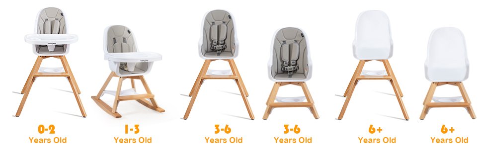 3-in-1 Convertible Wooden Baby High Chair