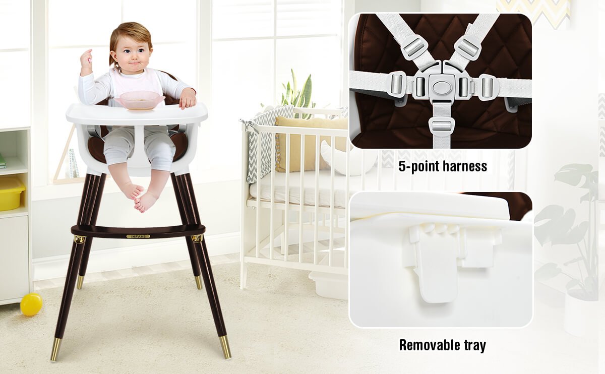 3-In-1 Adjustable Baby High Chair with Soft Seat Cushion for Toddlers
