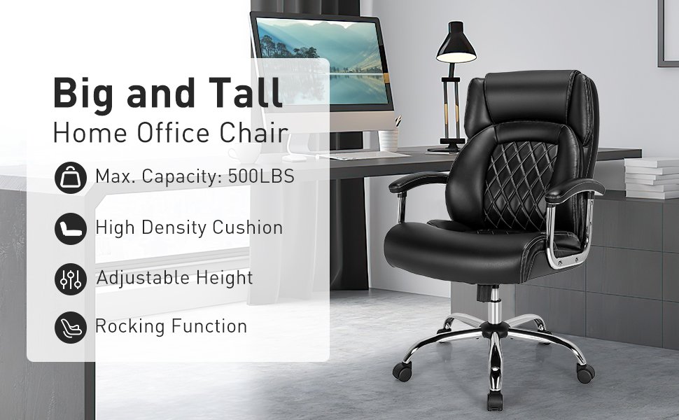 Height Adjustable Executive Chair Computer Desk Chair with Metal Base-Brown