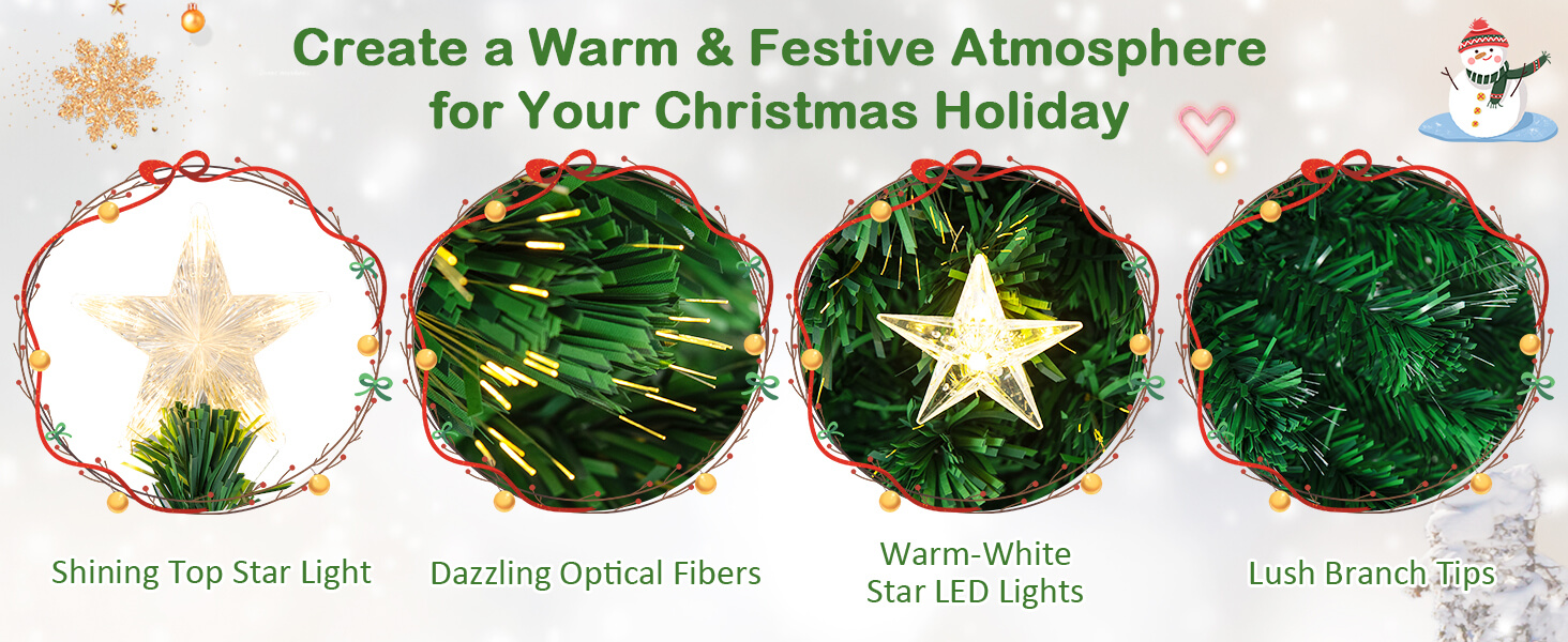 Prelit Fiber Optic Christmas Tree with Warm White Lights