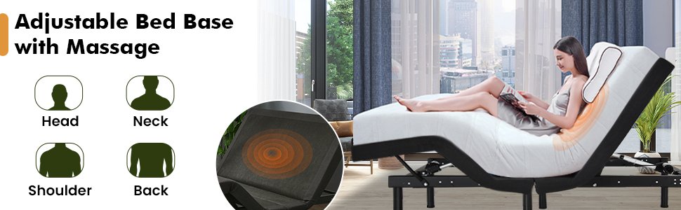 Adjustable Electric Bed Frame with Massage Remote Control