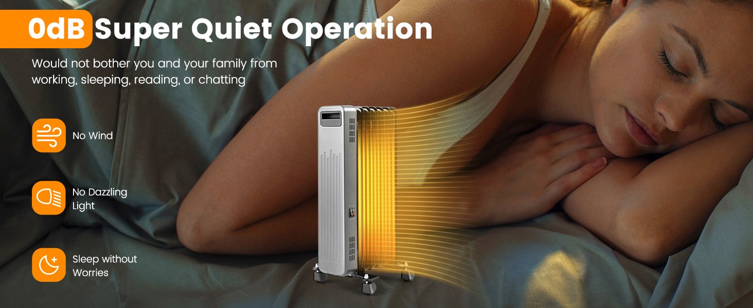 1500W Portable Oil-Filled Radiator Heater for Home and Office