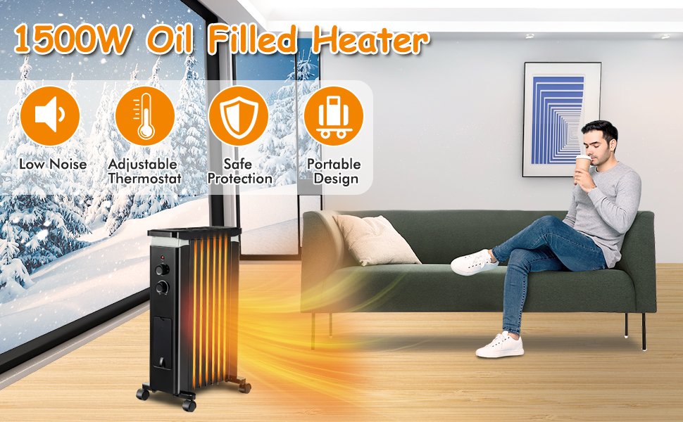 1500W Portable Space Heater with Humidification Box