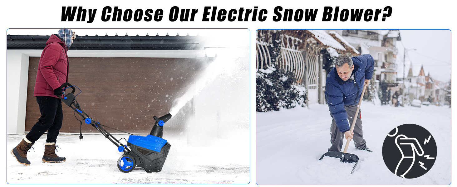 20 Inch 120V 15Amp Electric Snow Thrower with 180° Rotatable Chute