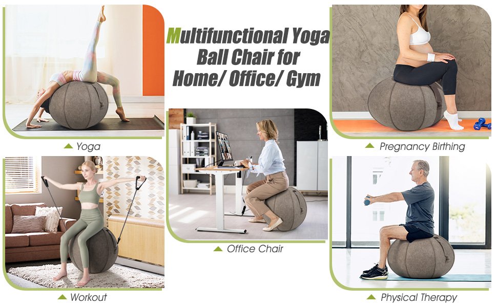 Yoga Sitting Ball with Felt Cover and Air Pump