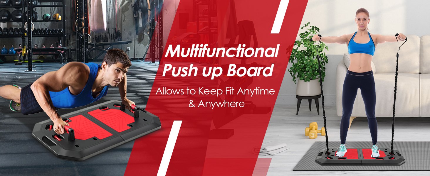 Push up Board Set Folding Push up Stand with Elastic String Pilate Bar Bag