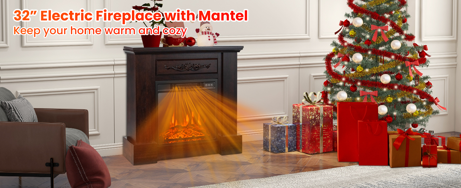 1400W TV Stand Electric Fireplace Mantel with Remote Control