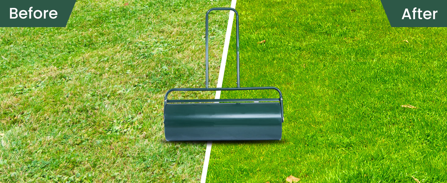 36 x 12 Inch Tow Lawn Roller Water Filled Metal Push Roller