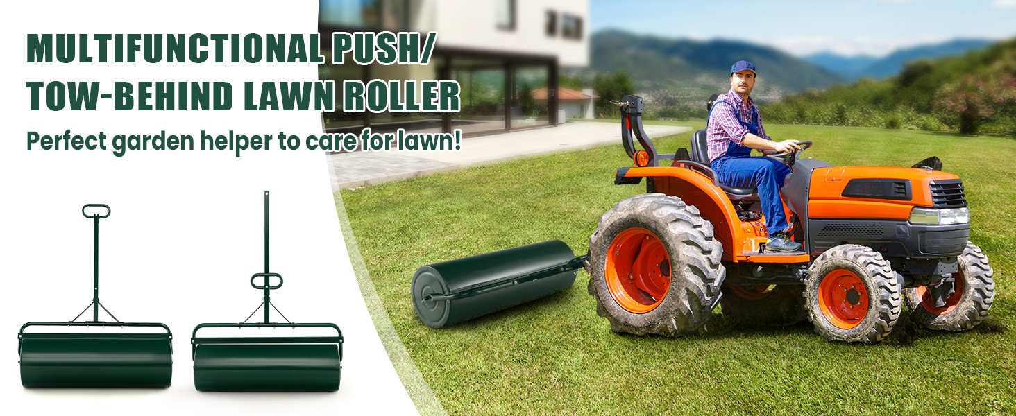Metal Lawn Roller with Detachable Gripping Handle
