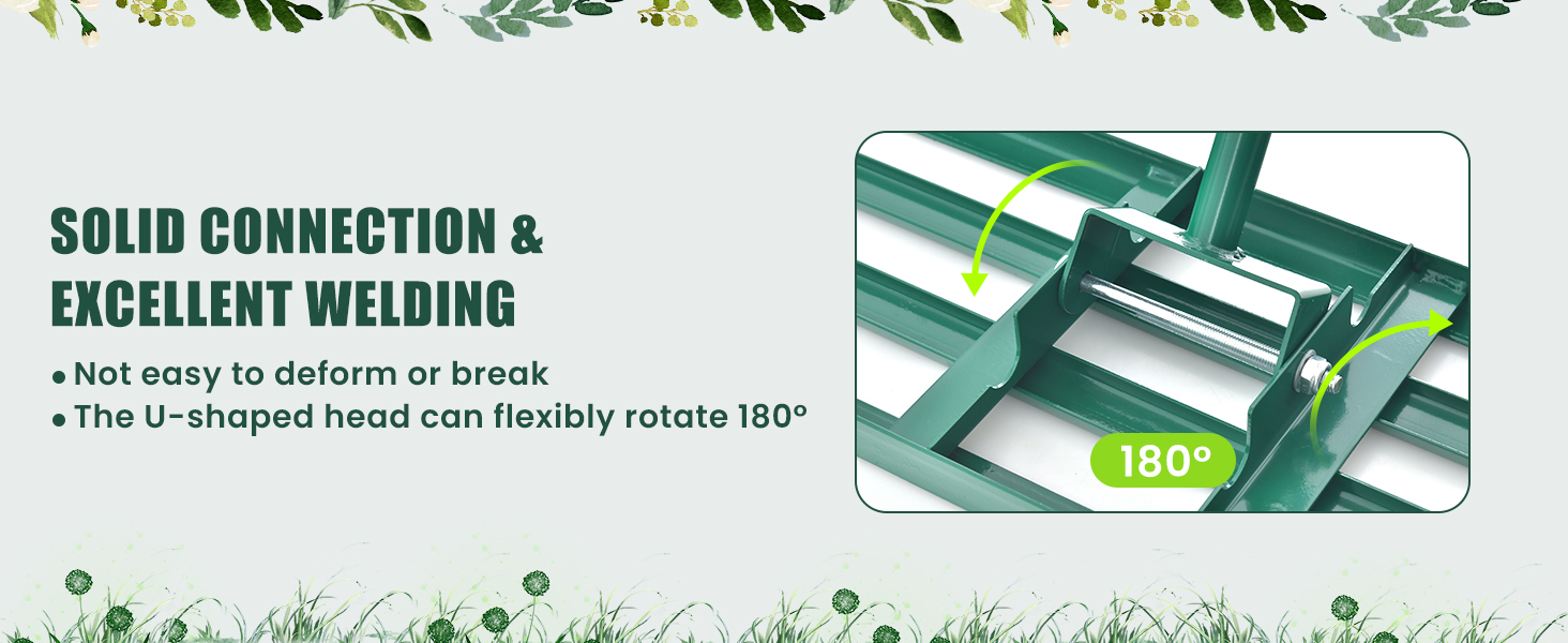 30/36/42 x 10 Inch Lawn Leveling Rake with Ergonomic Handle