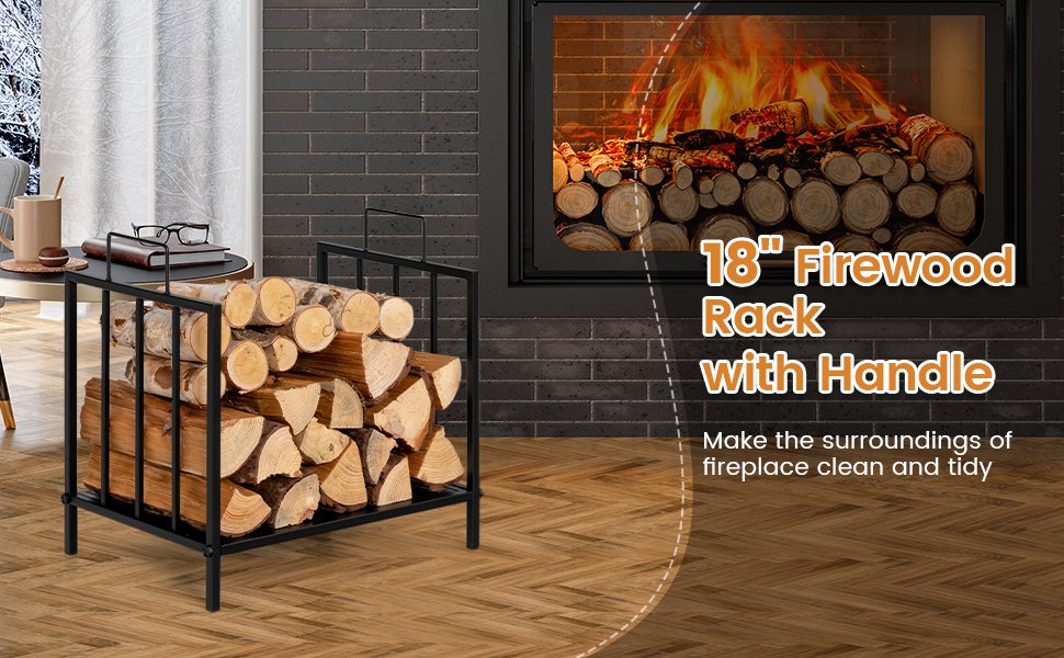 Decorative Steel Firewood Log Holder with Handle