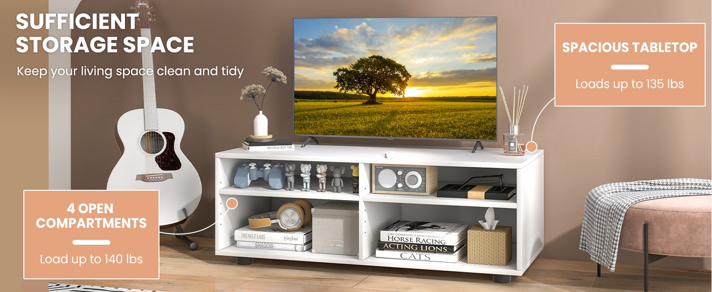 4-Cube TV Stand for TV up to 45 Inch with 5 Positions Adjustable Shelves