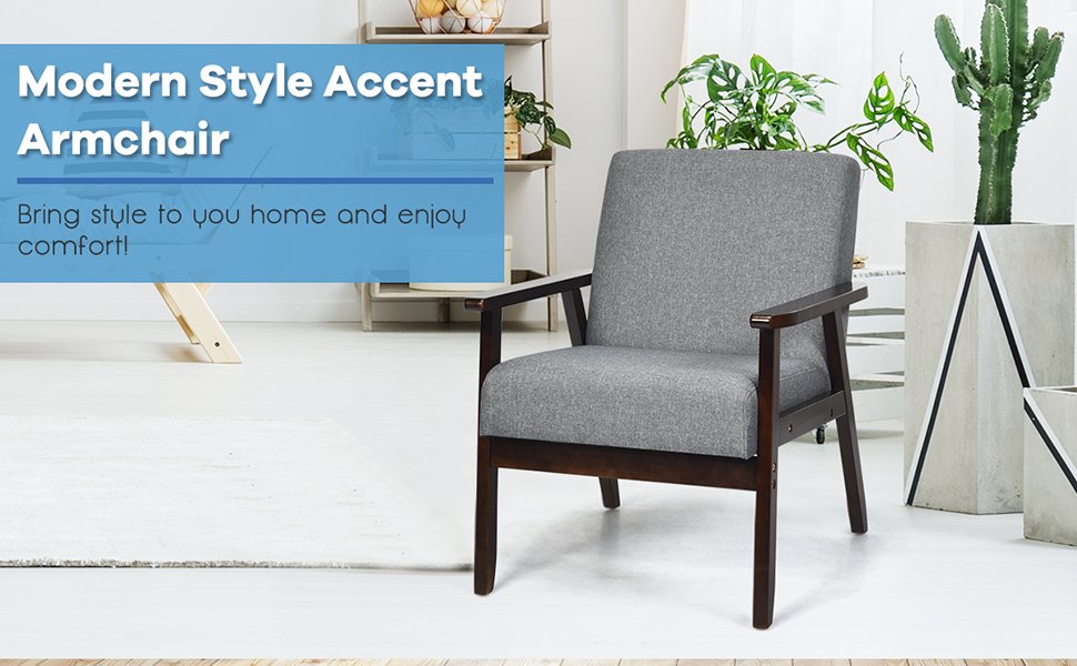 Mid-Century Retro Fabric Accent Armchair for Living Room