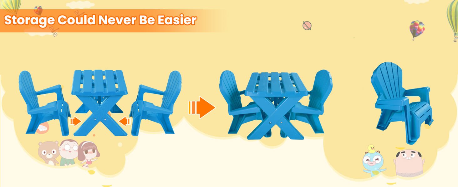 3-Piece Plastic Children's Play Table Chair Set