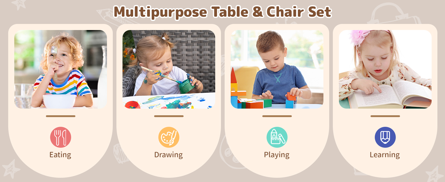 3 Pieces Multifunction Activity Kids Play Table and Chair Set