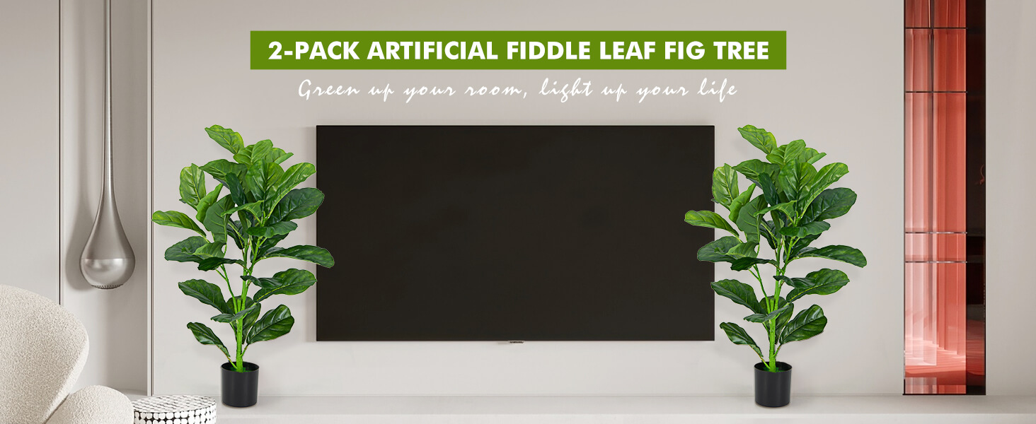 2-Pack Artificial Fiddle Leaf Fig Tree