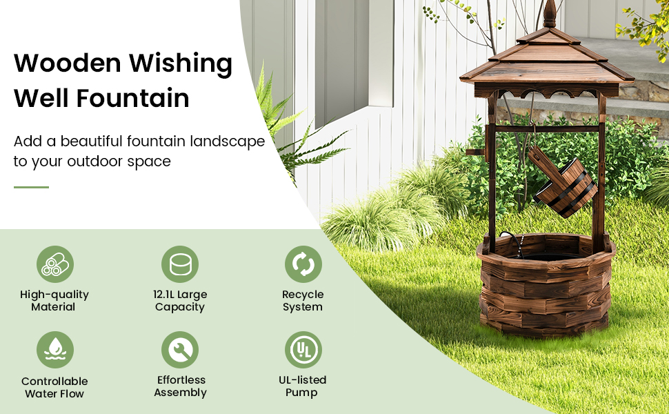 Patio Wooden Water Fountain with Electric Pump