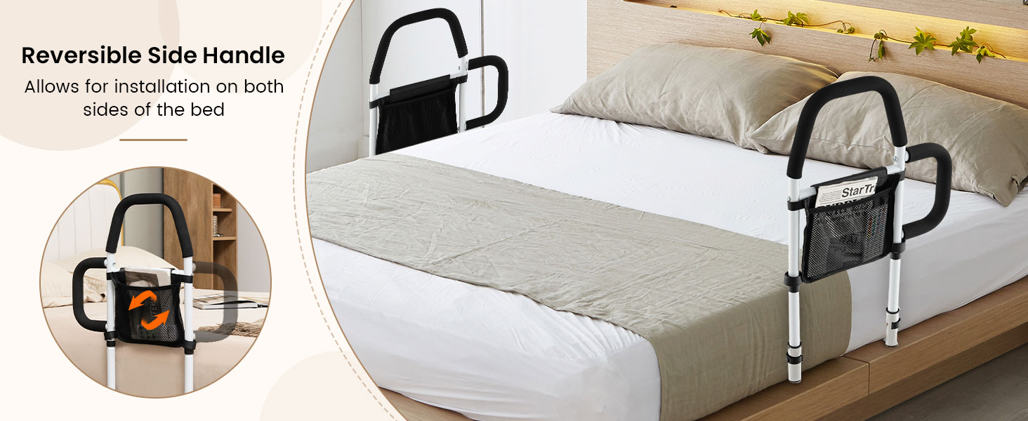 Safety Bed Assist Rail with Dual Handrail