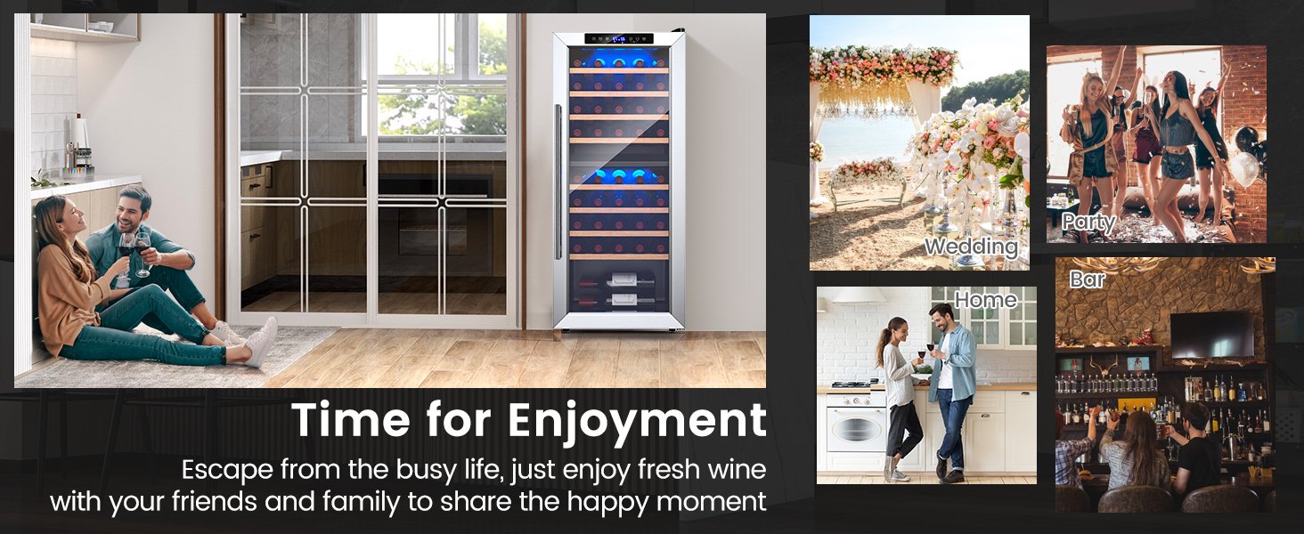 43 Bottle Wine Cooler Refrigerator Dual Zone Temperature Control with 8 Shelves