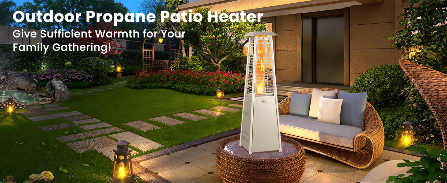 9500 BTU Portable Stainless Steel Tabletop Patio Heater with Glass Tube