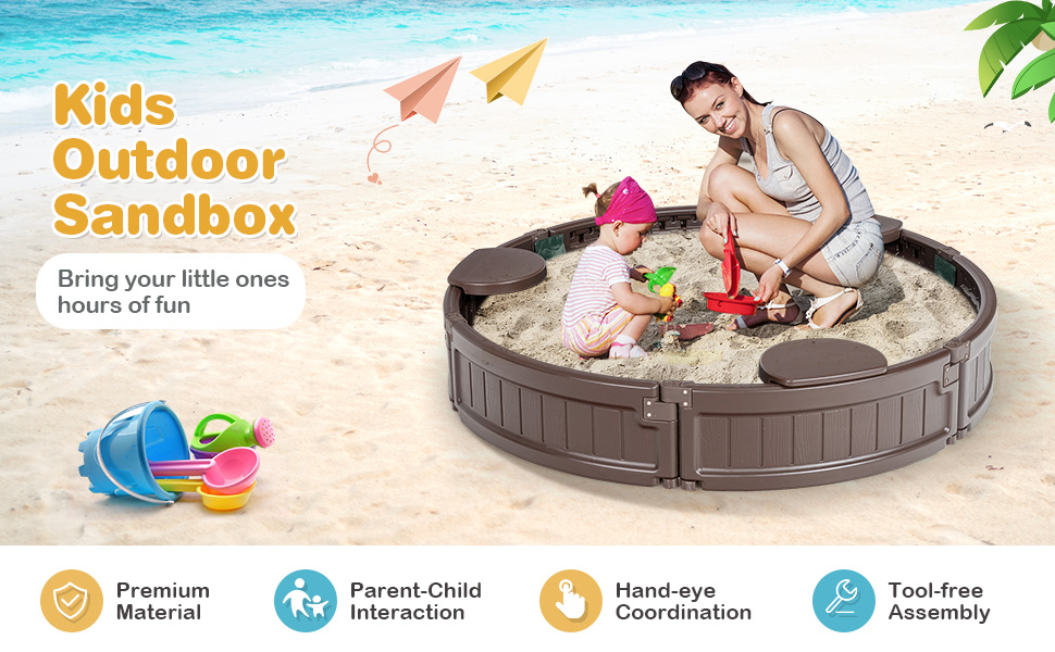 Sandbox with Built-in Corner Seat and Cover