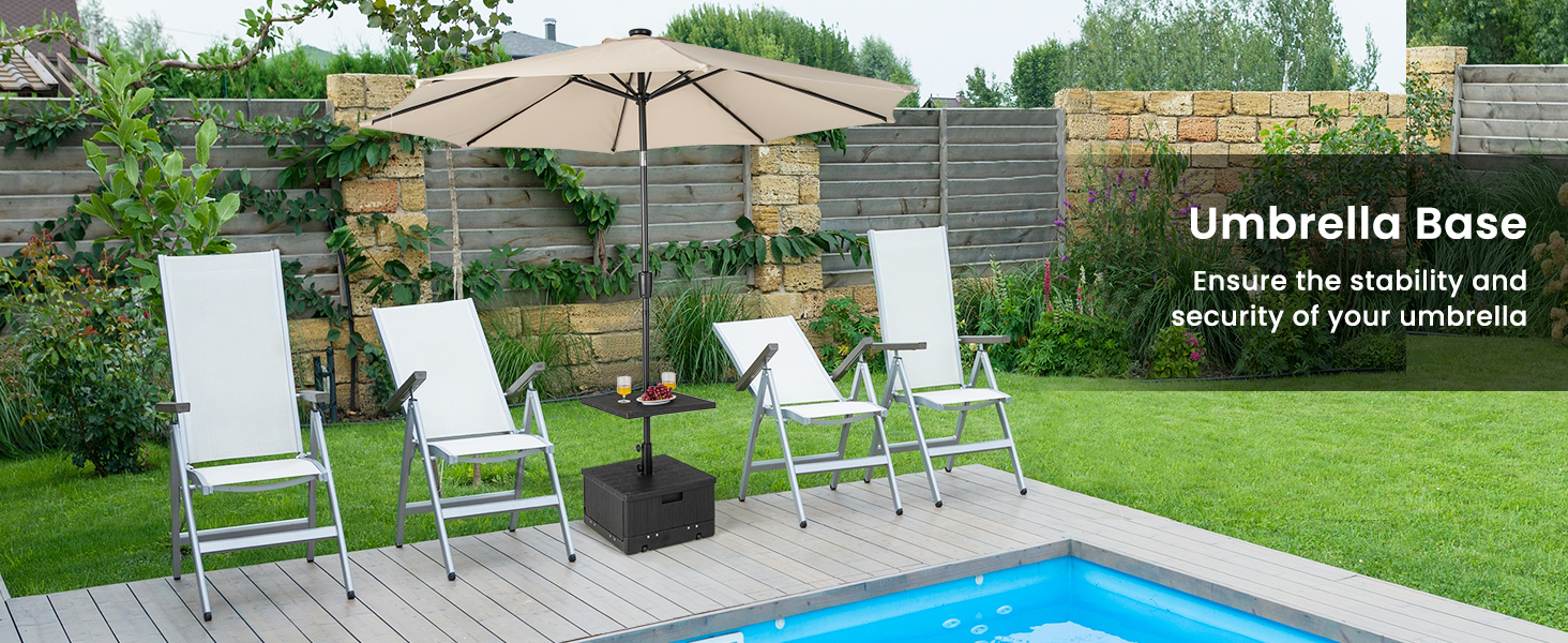 175 LBS Outdoor Fillable Umbrella Base with Table Tray
