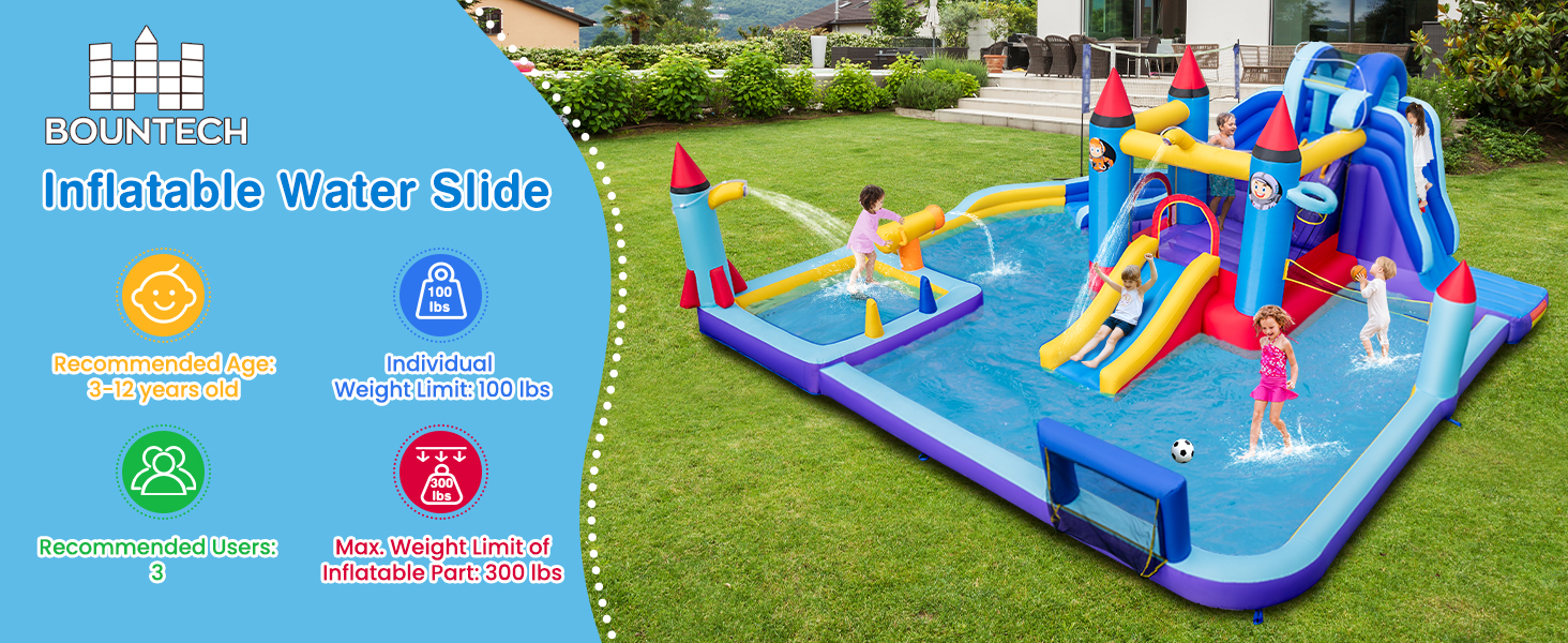 Rocket Theme Inflatable Water Slide Park