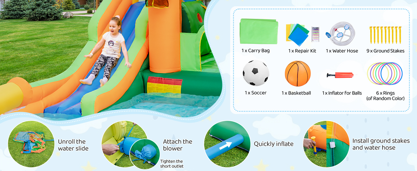 Kids Inflatable Water Slide for Yard Lawn (Without Blower)